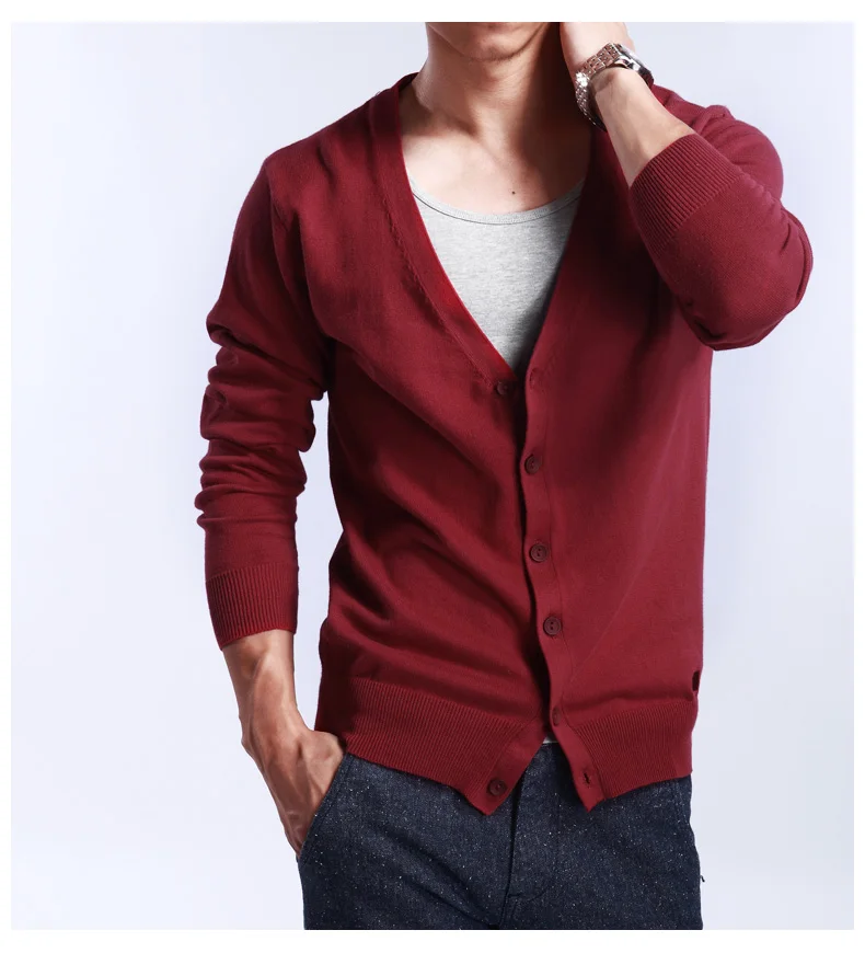 YUNSHUCLOSET весенний разноцветный Однотонный свитер с v-образным вырезом верхняя одежда мужской кашемировый кардиган вязаный