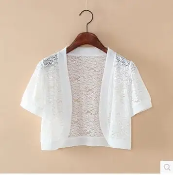 MLXSLKY Женская кружевная шаль куртка летняя с коротким рукавом вязаный кардиган