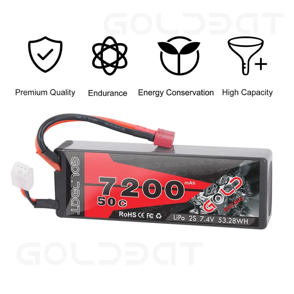 2 единицы GOLDBAT 7200mAh LiPo батарея 2S 50C для RC lipo с Т образной вилкой Car Truck Tank Losi Traxxas Slash