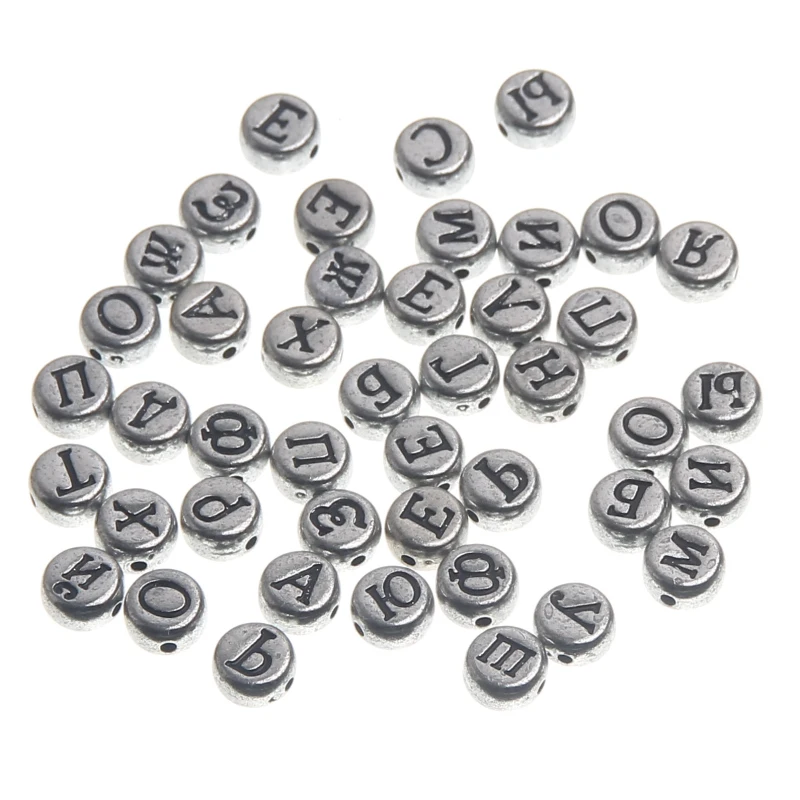 Серебряный цвет 500/лот Россия бусины с буквами алфавита из смолы 7x4 мм имя ребенка