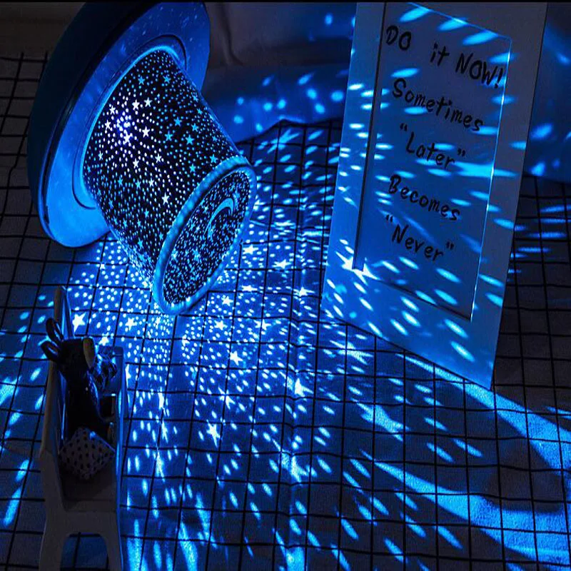 Светодиодный Ночной Светильник проектор звездного неба с изображением луны и