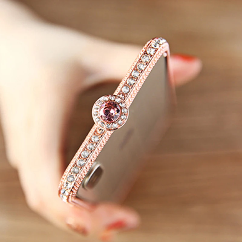 Rose Gold Роскошный сверкающий чехол с кристаллами металлический бампер чехол для iPhone XS Max XR X 6 6 S 7 8 Plus чехол Модный Блестящий Кристалл горный хрусталь рамка оболочка - Цвет: Rose Gold