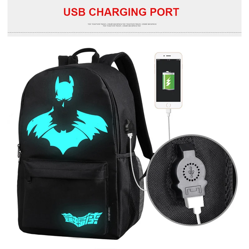 Senkey Стиль школьные рюкзак со светящимся рисунком на тему аниме USB зарядка ноутбук