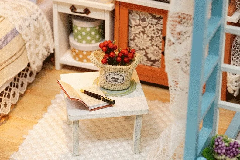 Симпатичные комнаты DIY деревянный дом Miniaturas с мебели DIY Миниатюрный Дом Кукольный домик игрушки для детей Рождество и день рождения Z07