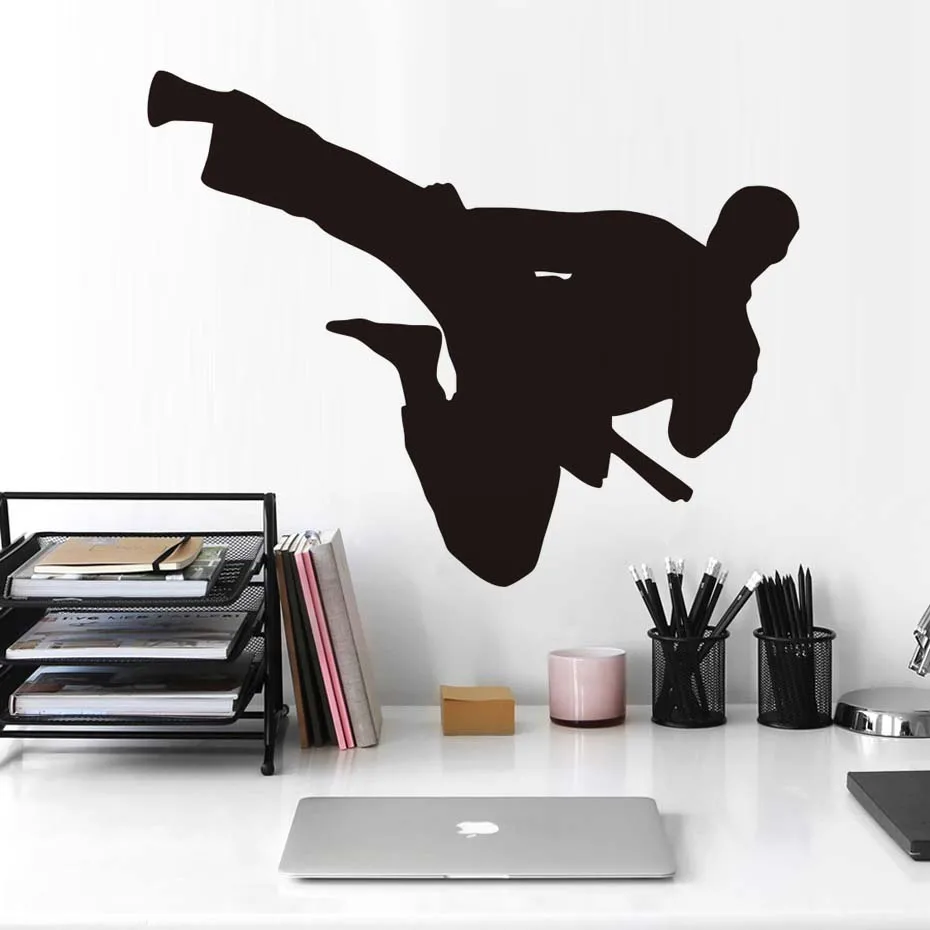 Настенные наклейки Flying Kick Kung Fu китайские декоративные съемные настенные из ПВХ