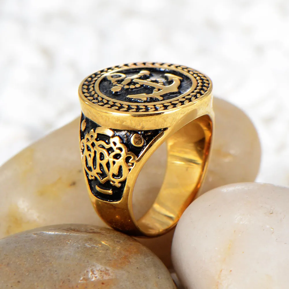 Fashion jewelry ring Stainless steel ship anchor casting men's individual | Украшения и аксессуары