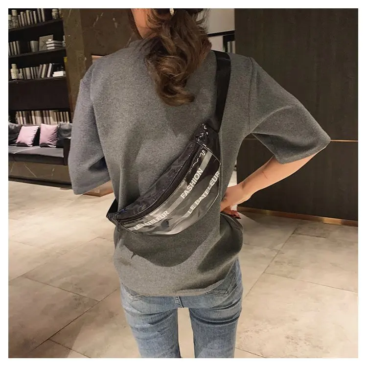 Женская поясная сумка 4 вида цветов водонепроницаемая прозрачная 2 кармана для