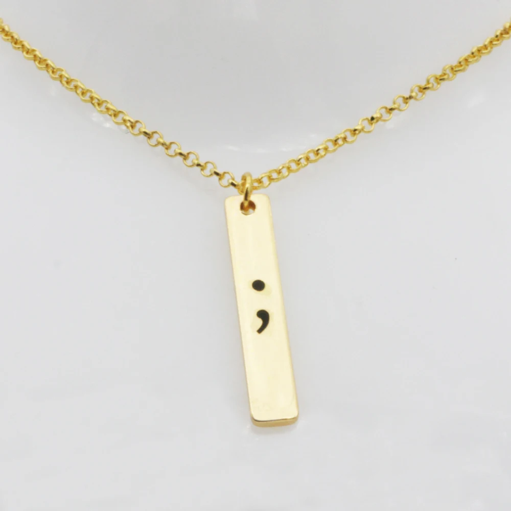 Моя история больше не предотвращает самоубийство ожерелье с подвеской Semicolon