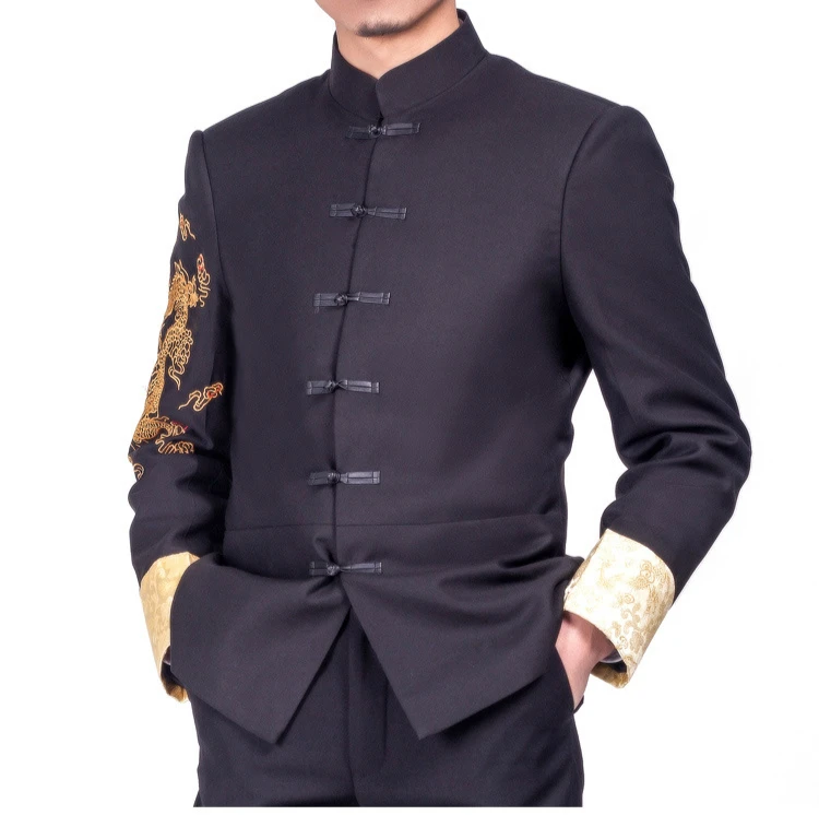 Мужской костюм танга с вышивкой дракона туника в китайском стиле