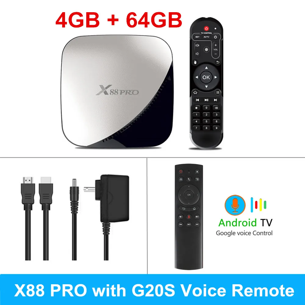 4GB 64GB G20S Voice X88 PRO 9,0 Android tv Box Rockchip RK3318 4 Гб ОЗУ 3 2G B 64 ГБ H.265 4K голосовой помощник Google Netflix Youtube 2G 16G медиаплеер - Цвет: 4GB 64GB G20S Voice