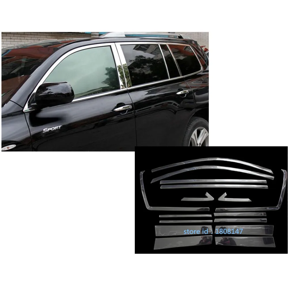 

For Toyota Highlander 2012 2013 2014 Car Body Stick Stainless Steel Glass Window Garnish Pillar Middle Column Strip Trim