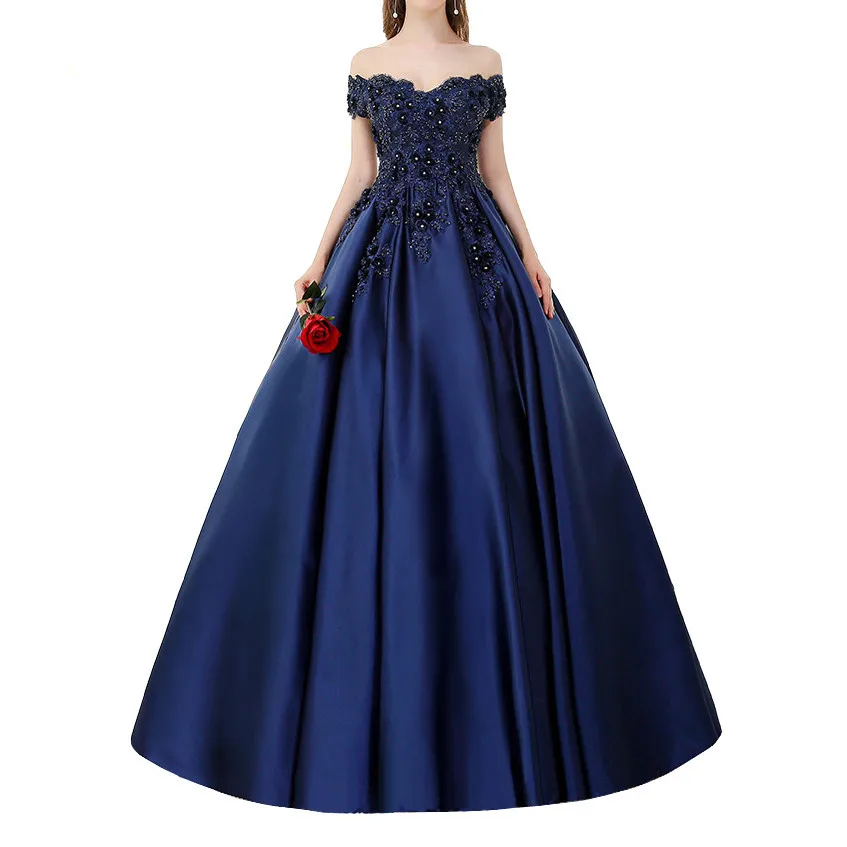 JaneVini элегантное бальное платье Королевский синий Quinceanera платья с длинным v