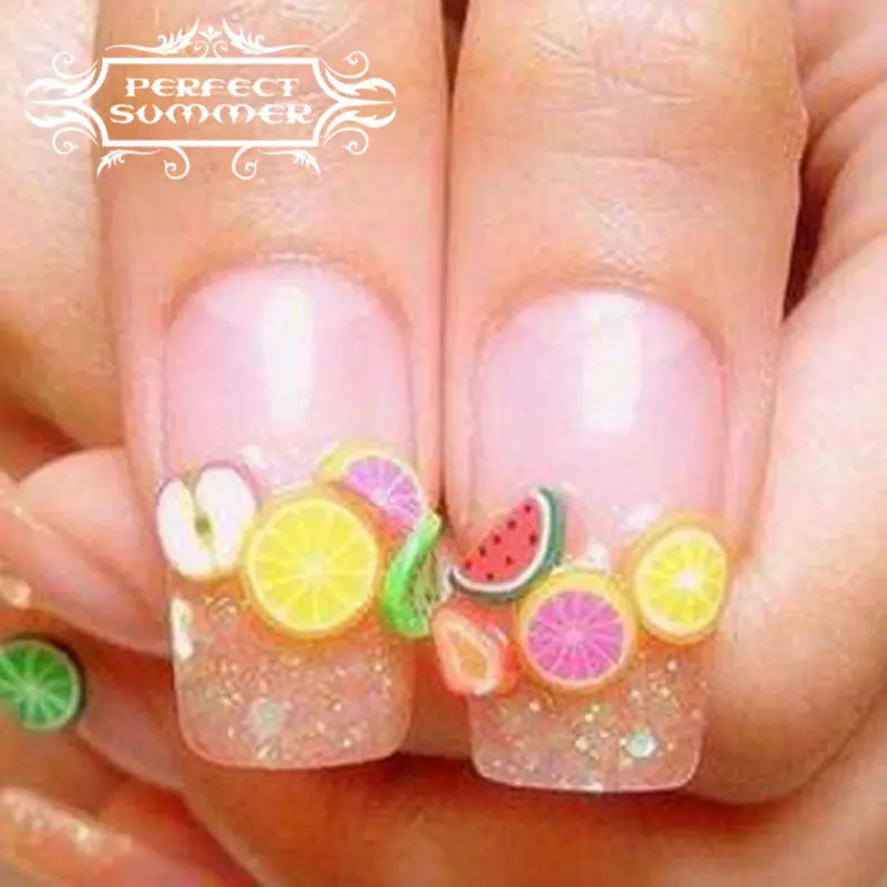 Идеальный летний дизайн ногтей украшения фрукты цветок Ломтики 3D Полимерная