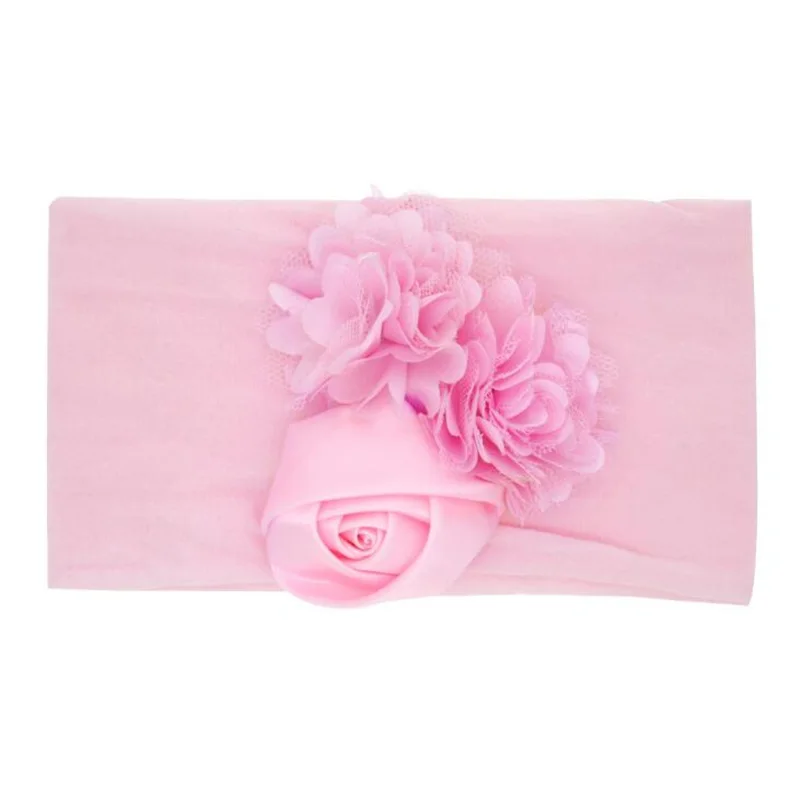 

2019 Lovely Baby Kids Nylon Flower Rose Solid Color Elastic Headband Newborn Soft Cute Lace Floral Hair Accessories Headwear