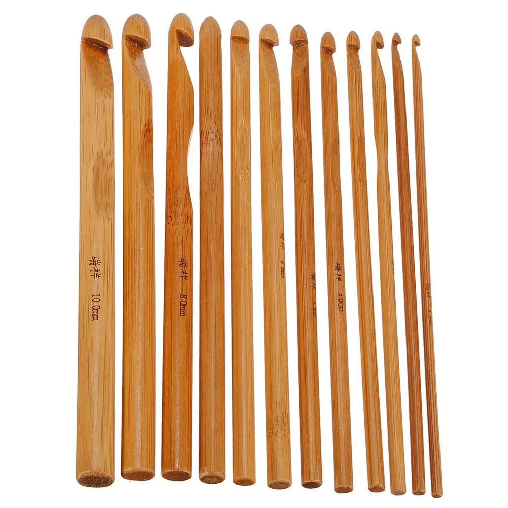 12 Размер бамбуковая ручка крючком крючок плетение пряжа крафт набор вязальных