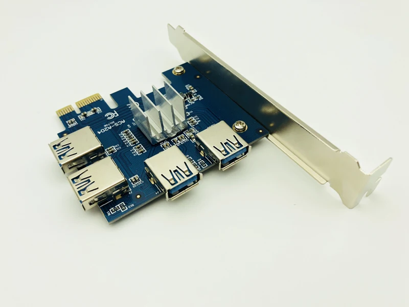 Новинка PCI-E 1 до 4 PCI Express X1 Riser Card PCIE 1X 16X USB3.0 адаптер конвертер для Antminer Bitcoin Miner Mining |