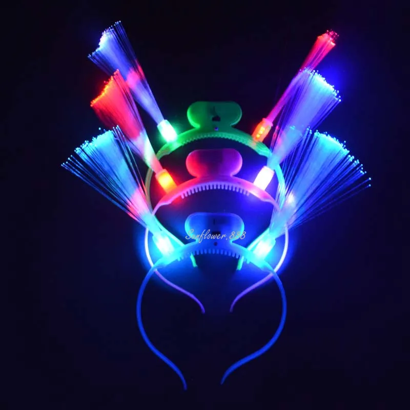 12pcs/lot Flashing LED optical fiber headband light Glow party kid's toys home decor birthday|Сверкающие товары для