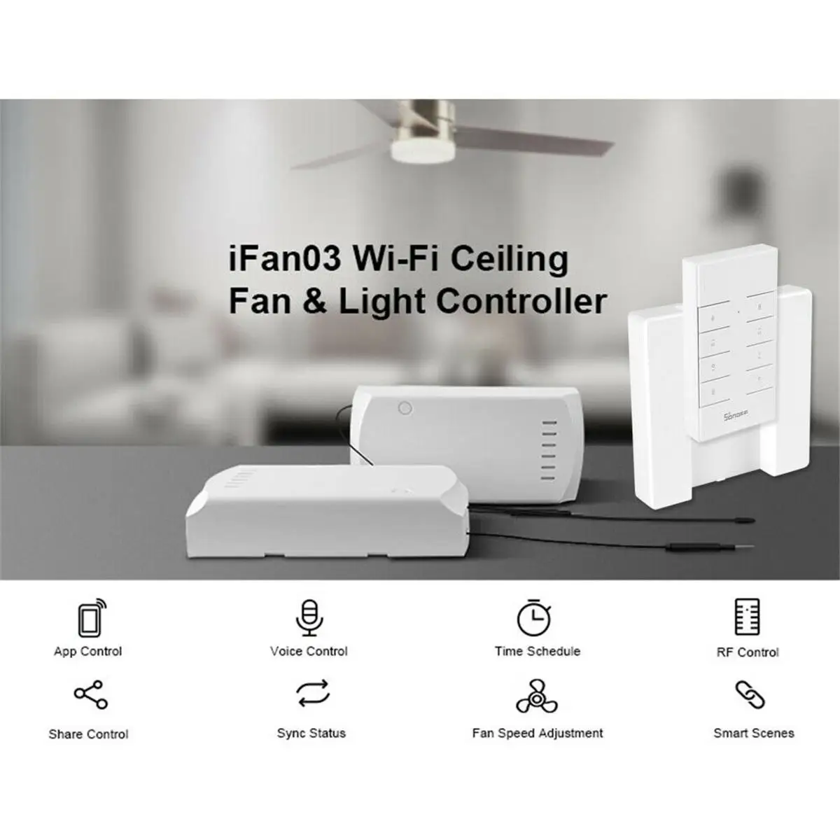 SONOFF IFan03 WiFi потолочный вентилятор Умный дом свет управление Лер с RM433 RF пульт дистанционного управления Лер приложение дистанционное управление вкл/выкл управление