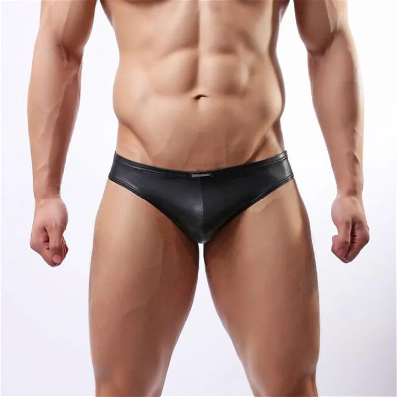 Сексуальное мужское нижнее белье из искусственной кожи мужские трусы эластичные