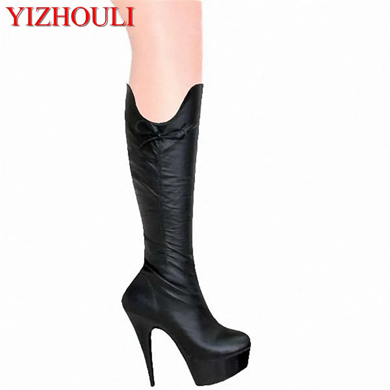 15cm Sexy high with black boots Side zipper boots temptation to appeal Nightclubs with special high boots