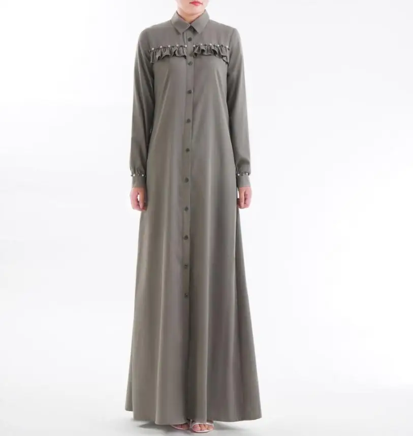 Muslim adult beading with ruffles abaya Arab muslim Dress Musical Robe prayer single breasted wq260 dropship | Тематическая одежда