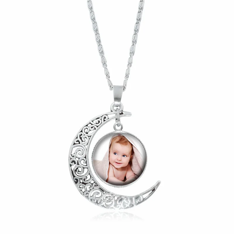Ожерелье с подвеской в виде Луны фото вашего ребенка|custom necklace|chain necklacesilver chain necklace