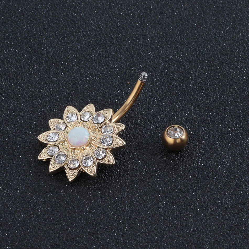 Женское кольцо для пупка с опалом 20 шт./лот|body jewelry|body barbody flower |