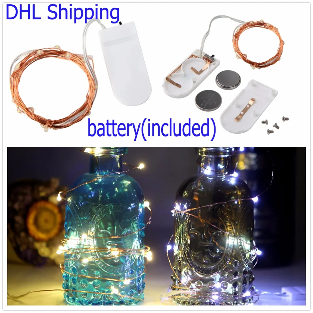 

100pcs/lot 2M 3M CR2032 Battery Powered Decorative LED copper wire Fairy String Lights for Christmas Holiday Wedding and Parties