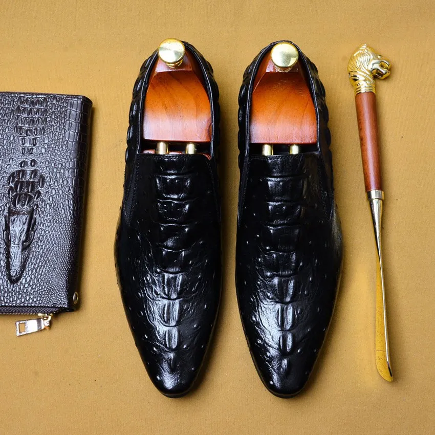 Мокасины мужские из натуральной кожи с острым носком без застежки | Обувь