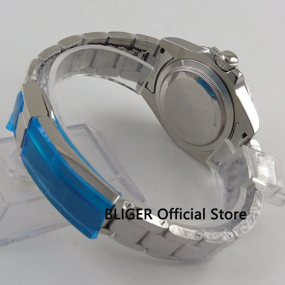 

BLIGER 40MM Sapphire Glass Sterile Black dial Men's Watch Luminous ceramic bezel MIYOTA Automatic Movement Men's Wristwatch B107
