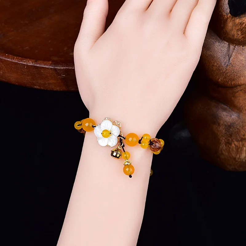 Янтин желтый халцедон Камень Браслеты для женщин девушек ювелирные изделия