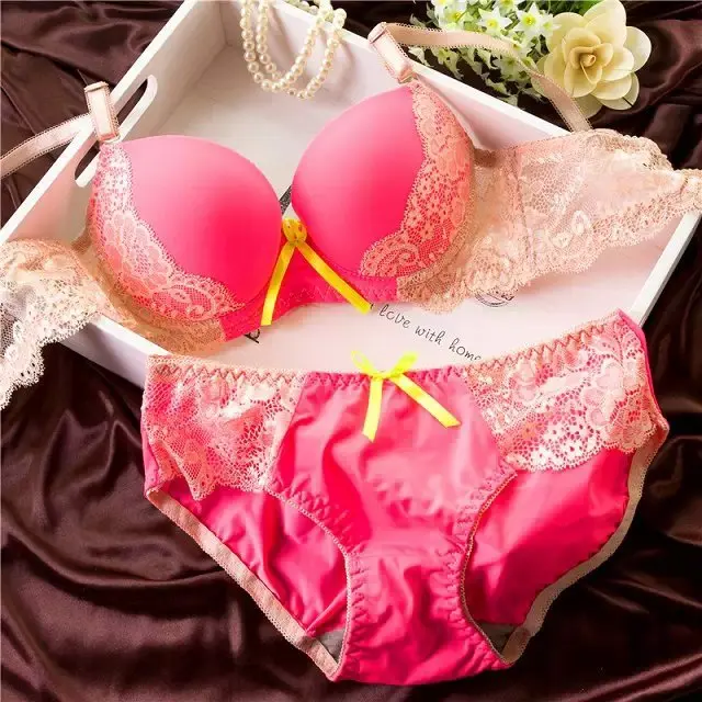 2015 New sexy lace embroidery bow sweet girl underwear sets cup fashion women Bra | Женская одежда