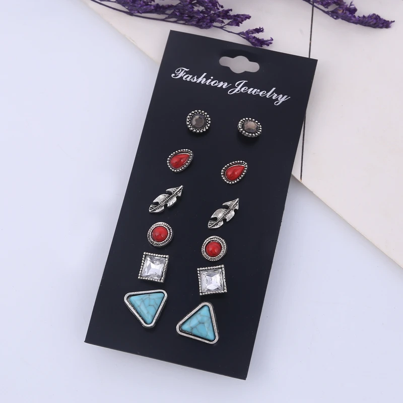 Набор из 6 пар сережек для женщин набор с искусственным жемчугом и кристаллами|stud