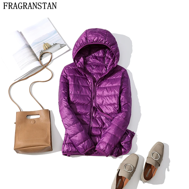 Женский зимний ультра светильник 90% белый пуховик на утином пуху модная