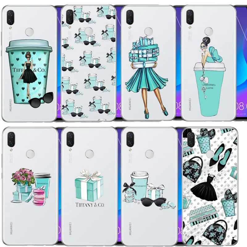 Модные синие коробка девушка кошка и Кофе Жесткий Телефон для ПК чехол Huawei P7 P8 p9