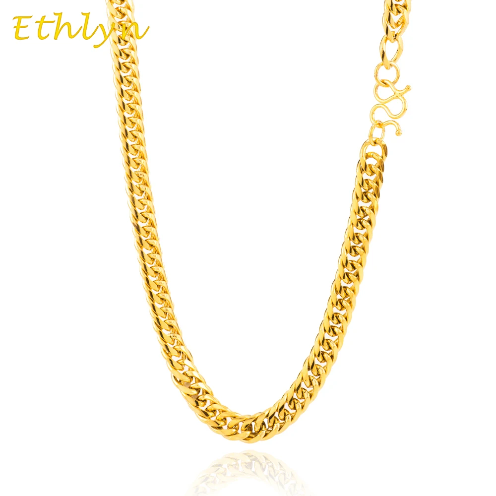 

Ethlyn W clasp FIgaro chain width 8mm Gold Color classic men necklace jewelry Color quality good wholesale N013
