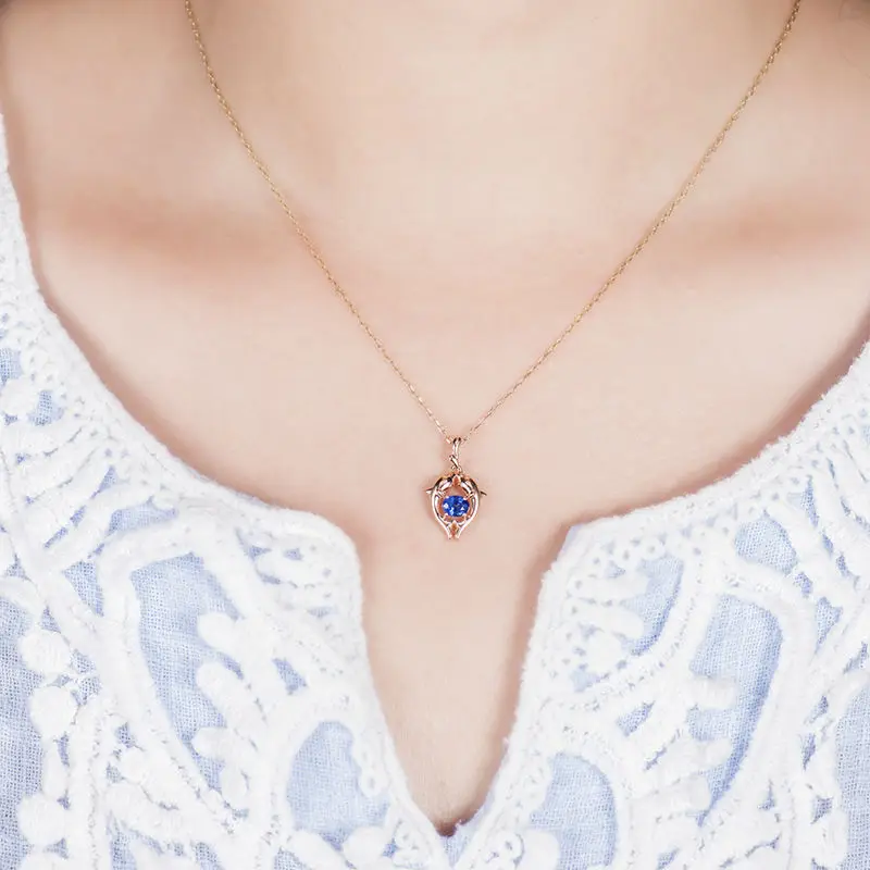 LOVERJEWELRY женские вечерние кулон Настоящее 18Kt из розового золота с подвеской со