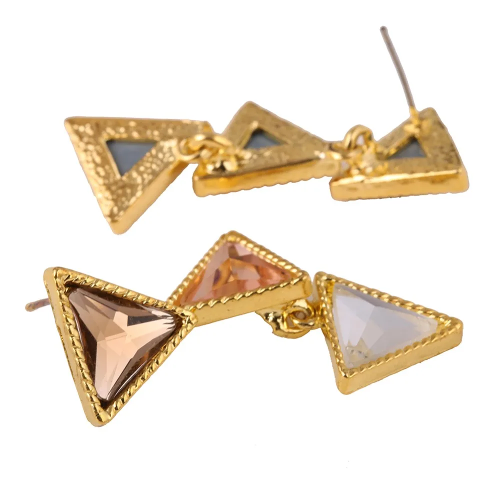 2019 Female Accessories Earring Triangle Double Rhinestone Bling Fashion Big Earrings Crystal | Украшения и аксессуары
