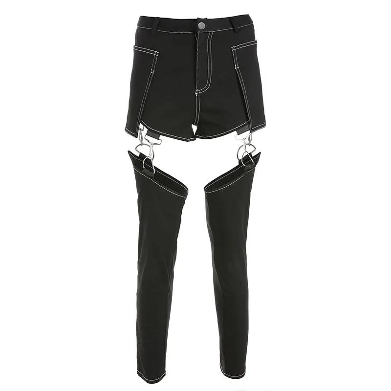 2019autumn and winter new European American hip-hop women's casual trousers high-waisted hollowed-out pencil pants small le | Женская