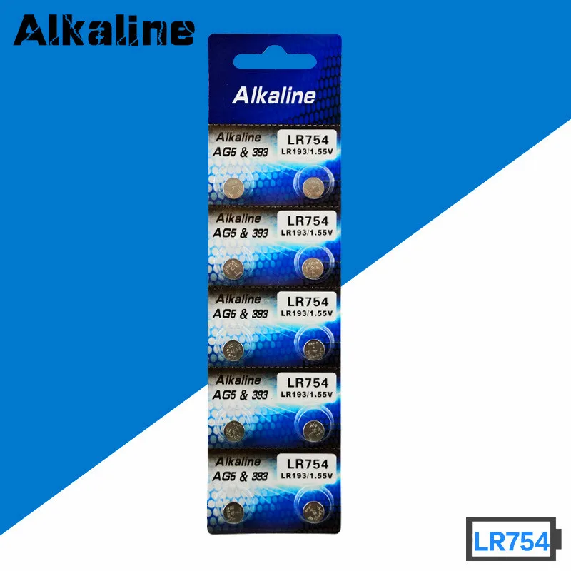 

100 шт., кнопочные батарейки AG5 393A LR48 LR754 15 193 LR48 D309 399 1,55 в