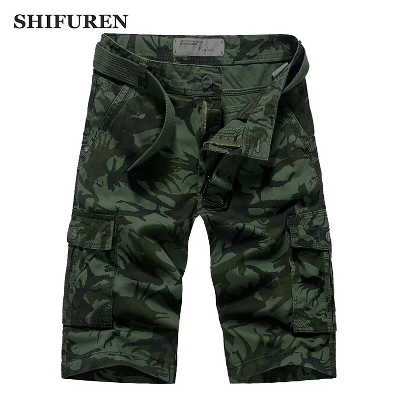 Мужские шорты карго SHIFUREN камуфляжные повседневные хлопковые мешковатые с