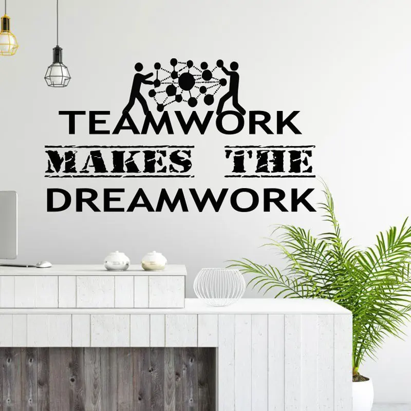 Teamwork Makes The Dreamwork Quote Office Wall Art Decal Business Success Work Idea Inspiration Vinyl Sticker Decor 3255 | Дом и сад