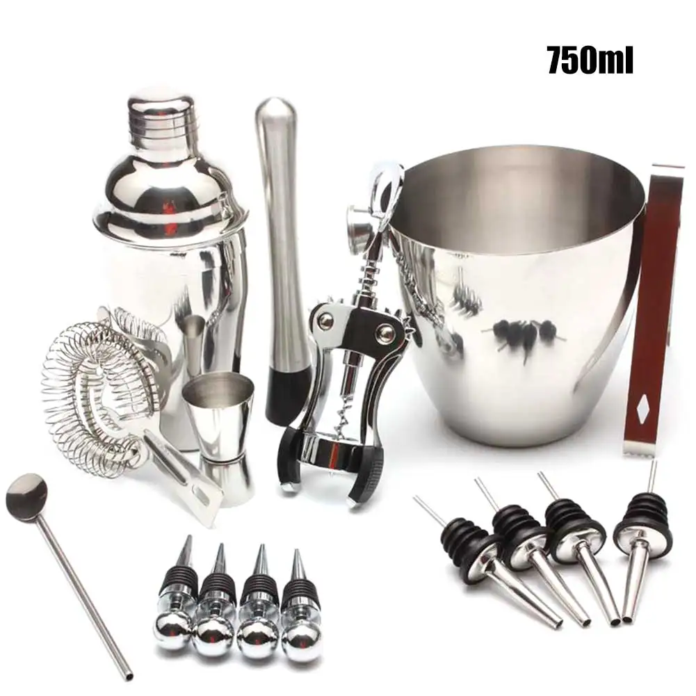 

Hot 16pcs Cocktail Mixer Ices Clip Bucket Bottle Opener Muddler Bar Tools FQ-ing