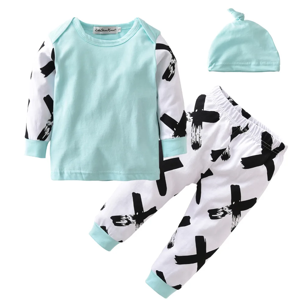 2020 Autumn New Baby Boy Clothing Sets Cotton Long sleeve Splicing 3 Pcs/Suit Newborn Toddler Girl Clothes Infant Outfits | Детская