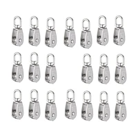 10pcs 304 stainless steel m15 pulley steel wire pulley swivel hook single wheel swivel lifting rope pulley block for wire rope