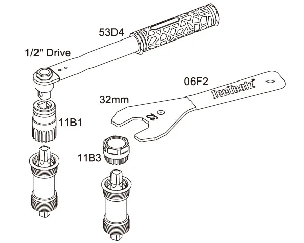 Кронштейн велосипедный Icetoolz 11B1 для Shimano ISIS Drive совместимый картридж каретка