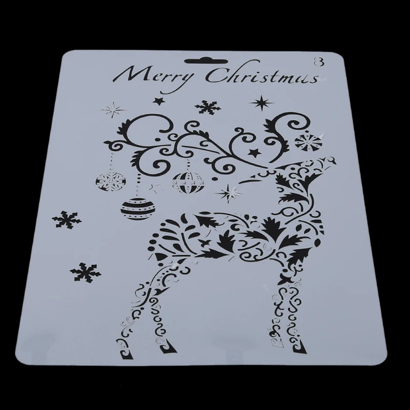 1pcs Christmas Painting Openwork Template Diy Diary Stationery Journal Photo Album Lace Ruler | Дом и сад