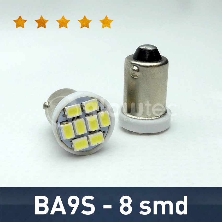

10 шт., автомобильные светодиодсветодиодный лампы BA9S 8SMD 1206 3020 DC 12 В