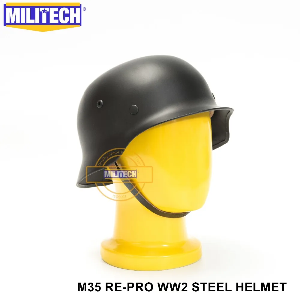 Шлем MILITECH Black WW2 из немецкой стали M35 WW II немецкий защитный шлем для велосипеда World