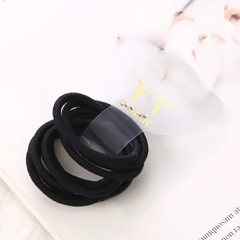 50pcs Black 50 шт в наборе, милые девушки хвостик волос держатели Головные уборы конфеты Цветной эластичные держатели модные аксессуары детские резинки галстук Резинки - Цвет: 50pcs Black